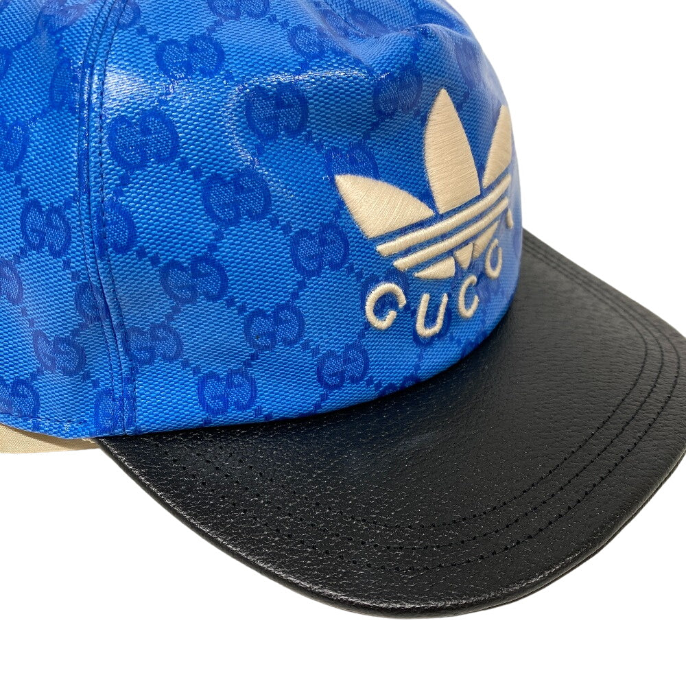GUCCI cap 724833 4HAUU cotton blue Adidas XL 60 polyamide mens XL 60cm Used Authentic
