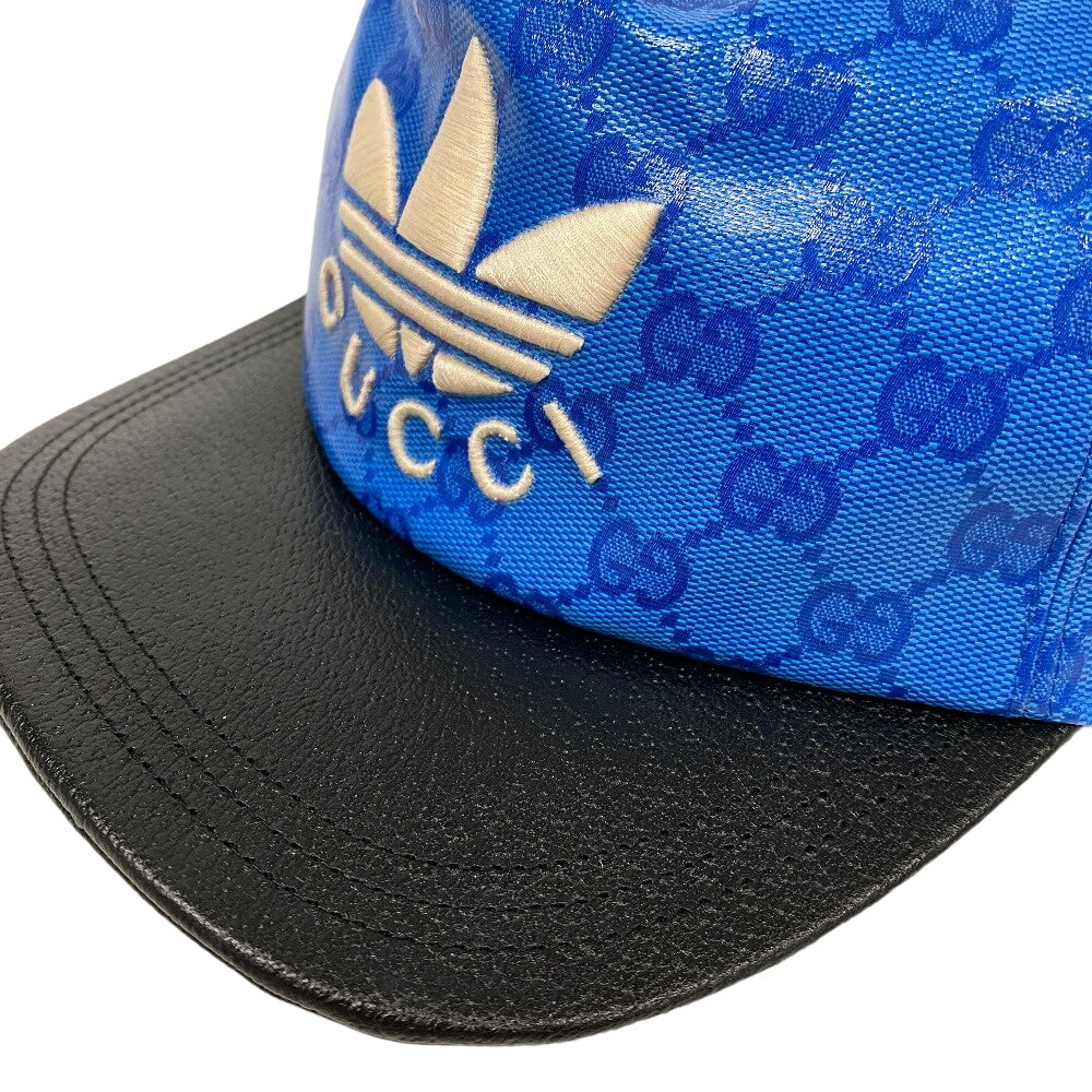 GUCCI cap 724833 4HAUU cotton blue Adidas XL 60 polyamide mens XL 60cm Used Authentic