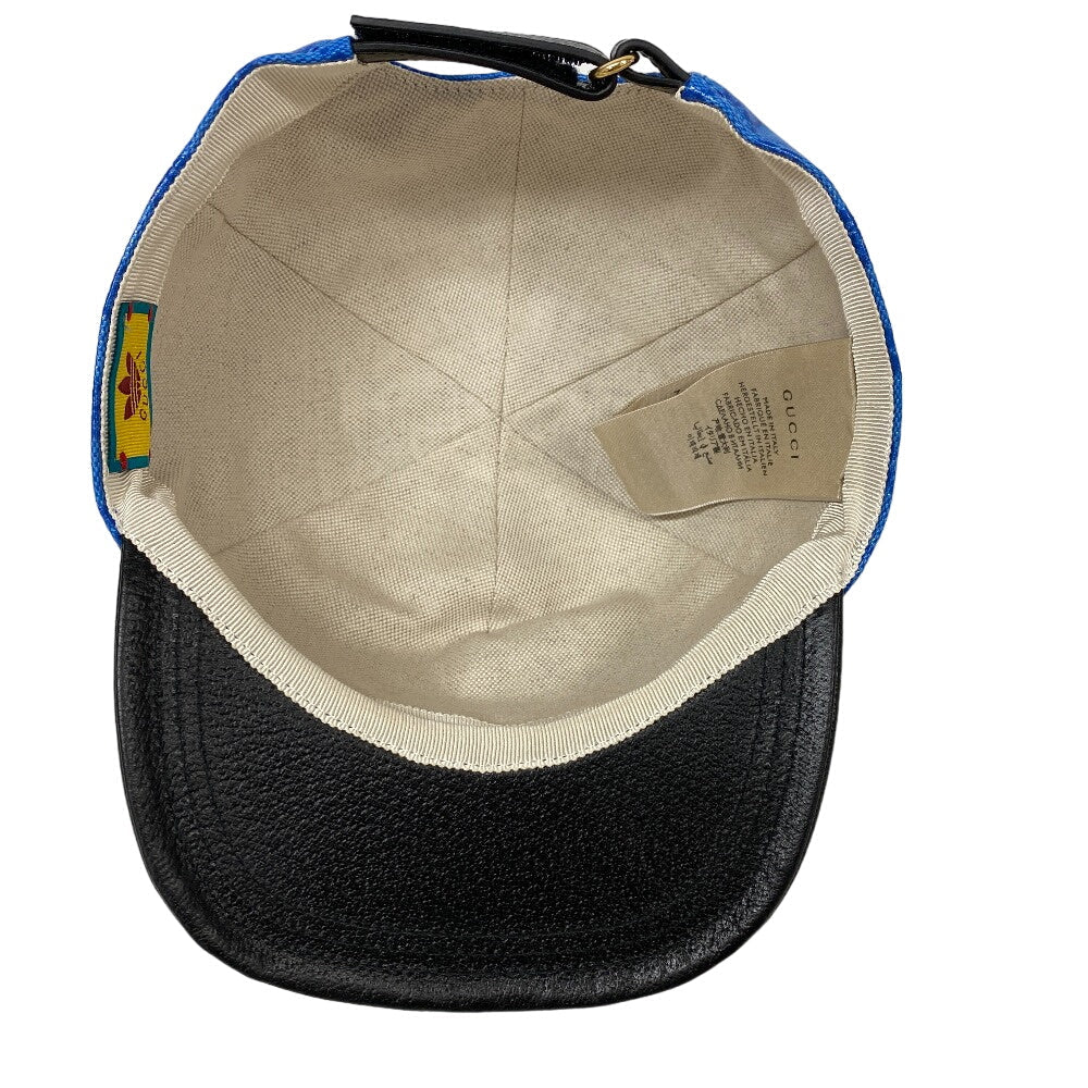 GUCCI cap 724833 4HAUU cotton blue Adidas XL 60 polyamide mens XL 60cm Used Authentic