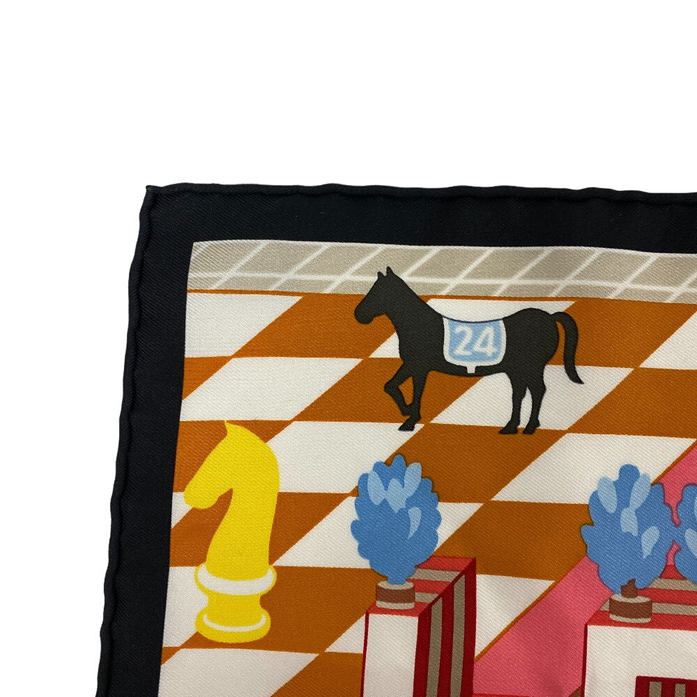 HERMES scarf silk multicolor Carre45 Gavroche Horse Club Detail Women Used Authentic