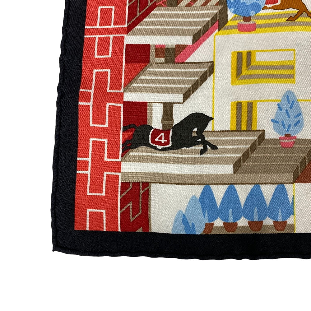 HERMES scarf silk multicolor Carre45 Gavroche Horse Club Detail Women Used Authentic