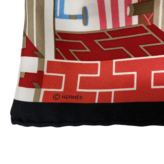 HERMES scarf silk multicolor Carre45 Gavroche Horse Club Detail Women Used Authentic