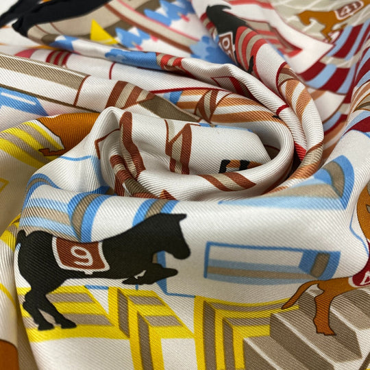 HERMES scarf silk multicolor Carre45 Gavroche Horse Club Detail Women Used Authentic