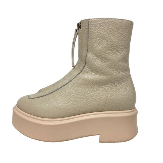 THE ROW boots leather Ivory short boots Front zip Women 36 Used Authentic