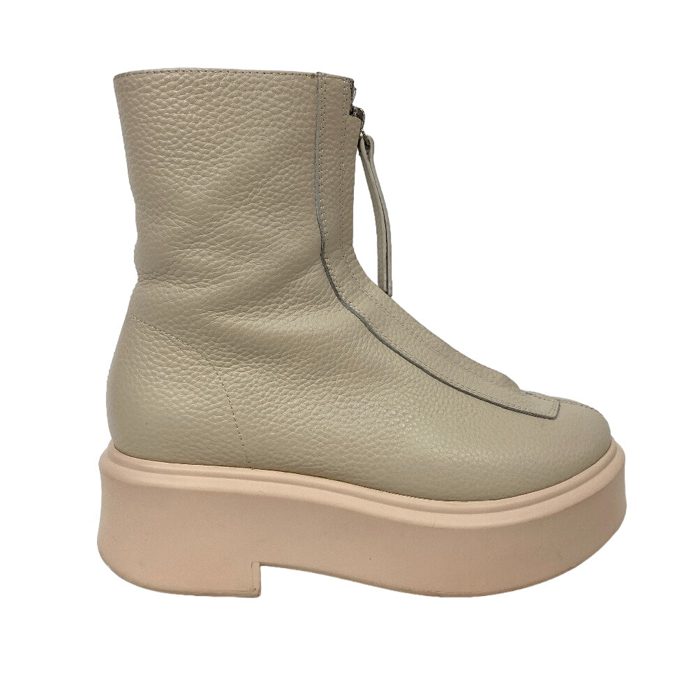 THE ROW boots leather Ivory short boots Front zip Women 36 Used Authentic