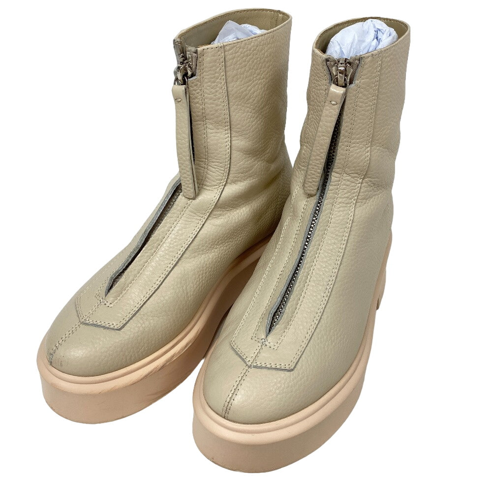 THE ROW boots leather Ivory short boots Front zip Women 36 Used Authentic