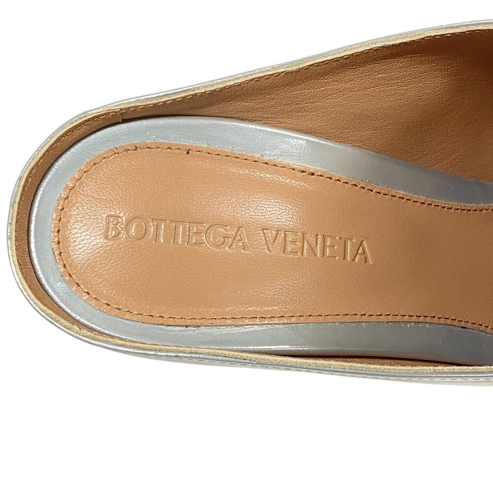 BOTTEGAVENETA Mule Patent leather Silver Wedge heel Laminated leather Rocket Women 37 Used Authentic