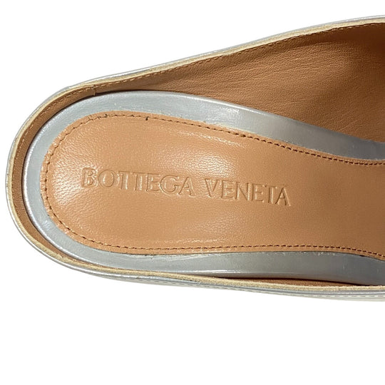 BOTTEGAVENETA Mule Patent leather Silver Wedge heel Laminated leather Rocket Women 37 Used Authentic