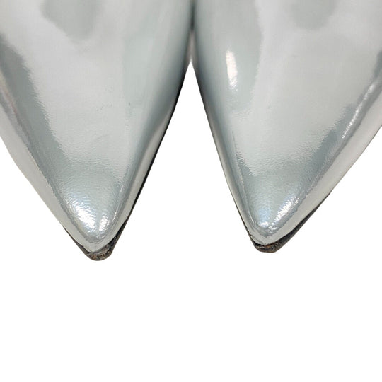 BOTTEGAVENETA Mule Patent leather Silver Wedge heel Laminated leather Rocket Women 37 Used Authentic
