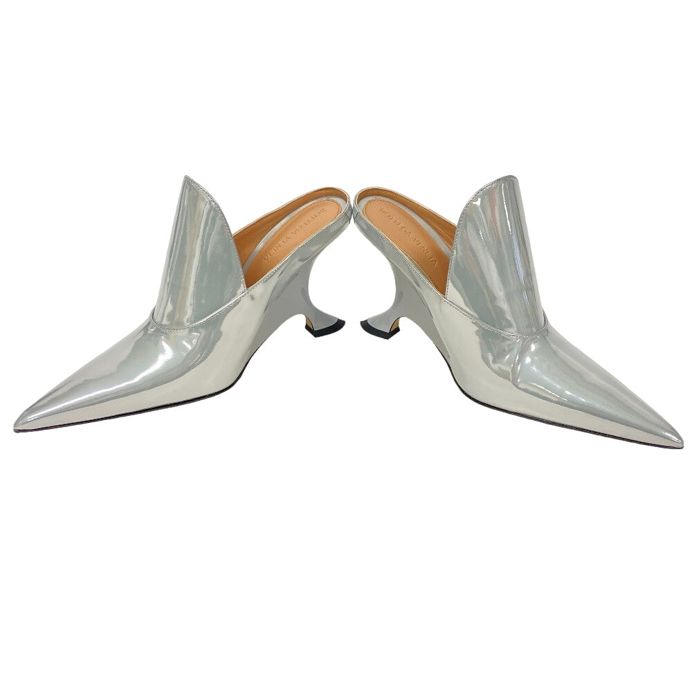 BOTTEGAVENETA Mule Patent leather Silver Wedge heel Laminated leather Rocket Women 37 Used Authentic