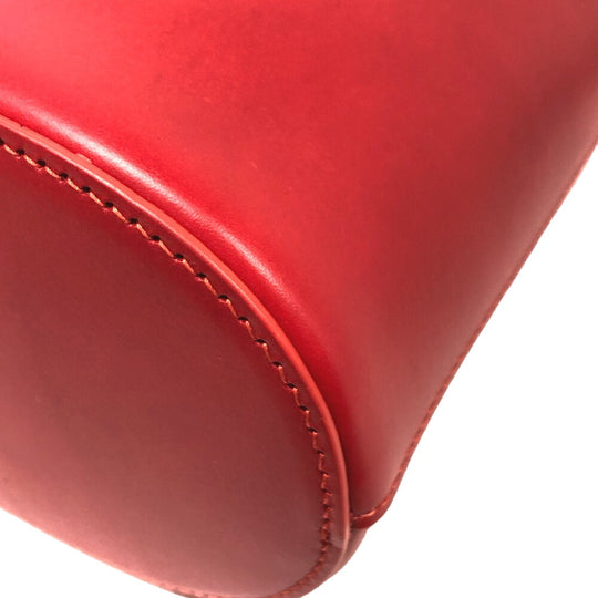 IL BISONTE Shoulder Bag leather Red Women Used Authentic