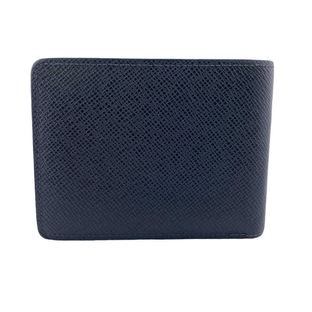 LOUIS VUITTON Bill Compartment M30381 leather Navy Taiga Portefeuille Multripru mens Used Authentic