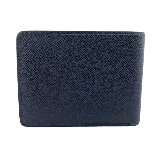 LOUIS VUITTON Bill Compartment M30381 leather Navy Taiga Portefeuille Multripru mens Used Authentic