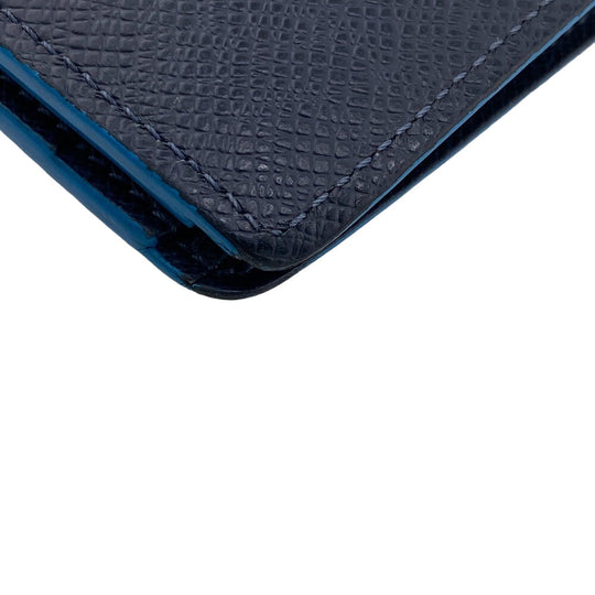 LOUIS VUITTON Bill Compartment M30381 leather Navy Taiga Portefeuille Multripru mens Used Authentic