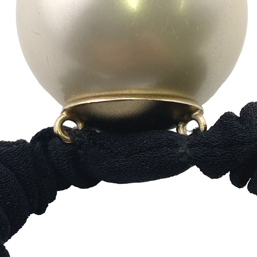 CHANEL hair accessory Gold Plated black Hair tie F21V Fake pearl COCO Mark Women Used Authentic