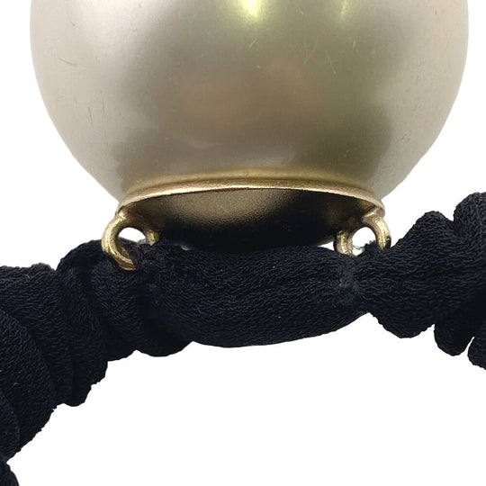 CHANEL hair accessory Gold Plated black Hair tie F21V Fake pearl COCO Mark Women Used Authentic