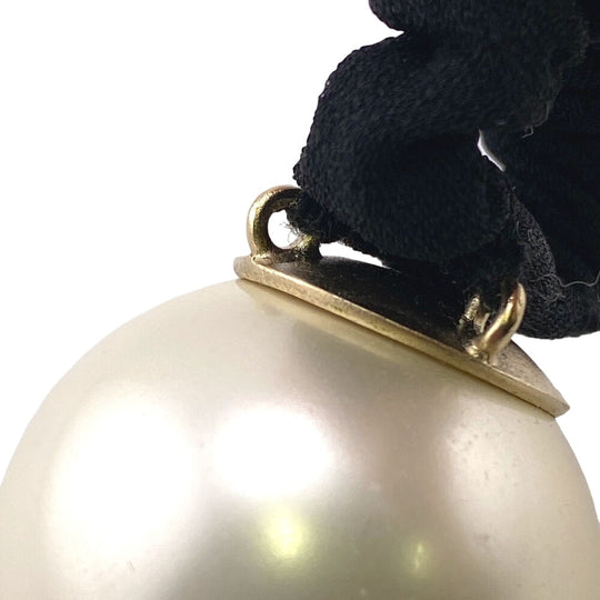 CHANEL hair accessory Gold Plated black Hair tie F21V Fake pearl COCO Mark Women Used Authentic