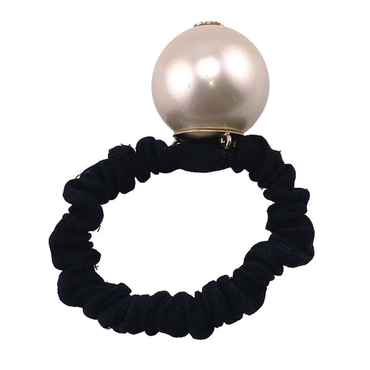 CHANEL hair accessory Gold Plated black Hair tie F21V Fake pearl COCO Mark Women Used Authentic