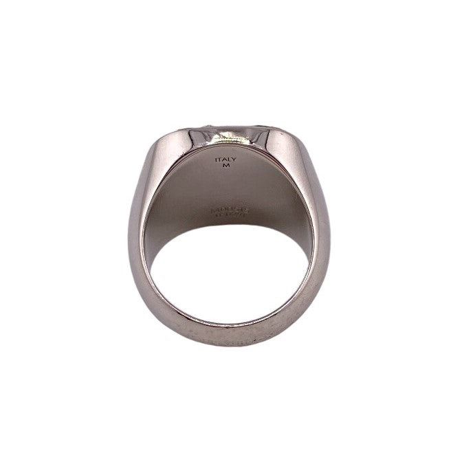 LOUIS VUITTON Ring M00515 Leather, Metal Silver Berg Monogram Padlock mens M Used Authentic