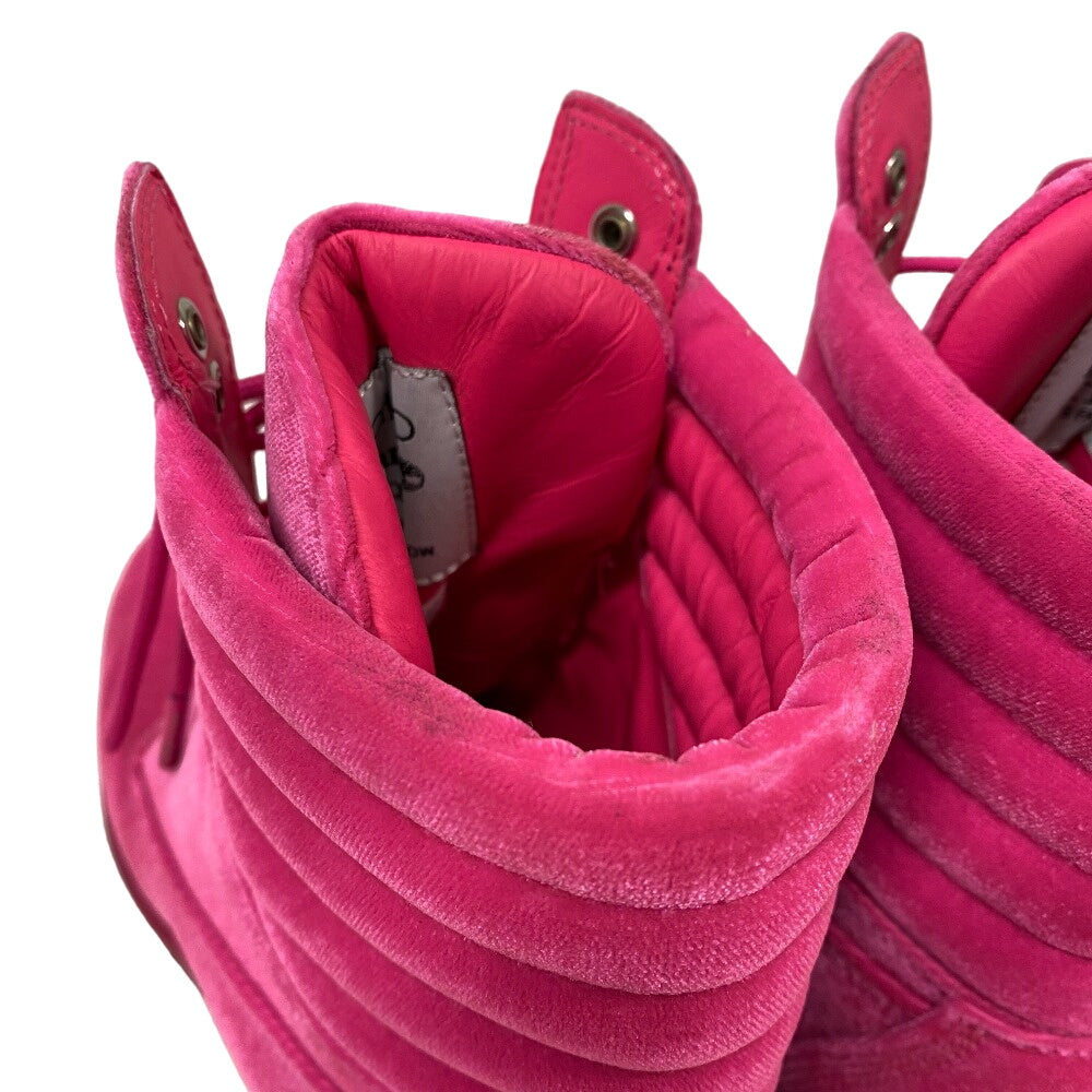 JIMMY CHOO boots leather pink Timberland Short Boots JC logo Women 8.5 Used Authentic