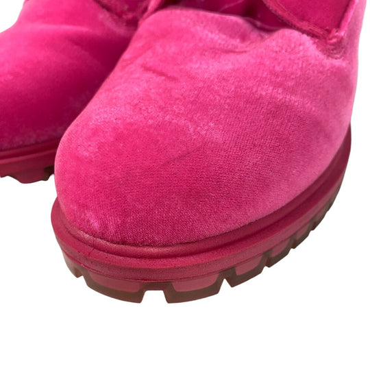JIMMY CHOO boots leather pink Timberland Short Boots JC logo Women 8.5 Used Authentic