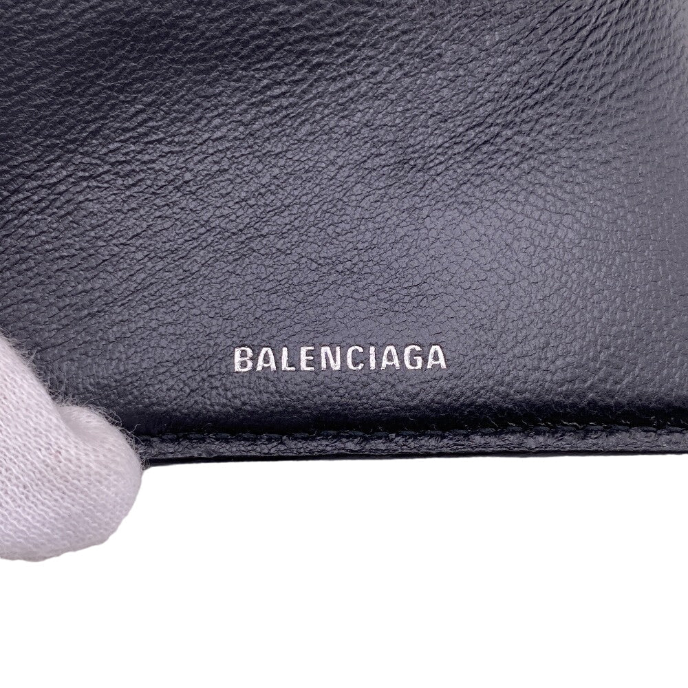 BALENCIAGA Tri-fold wallet 593813 leather black Every day Women(unisex) Used Authentic