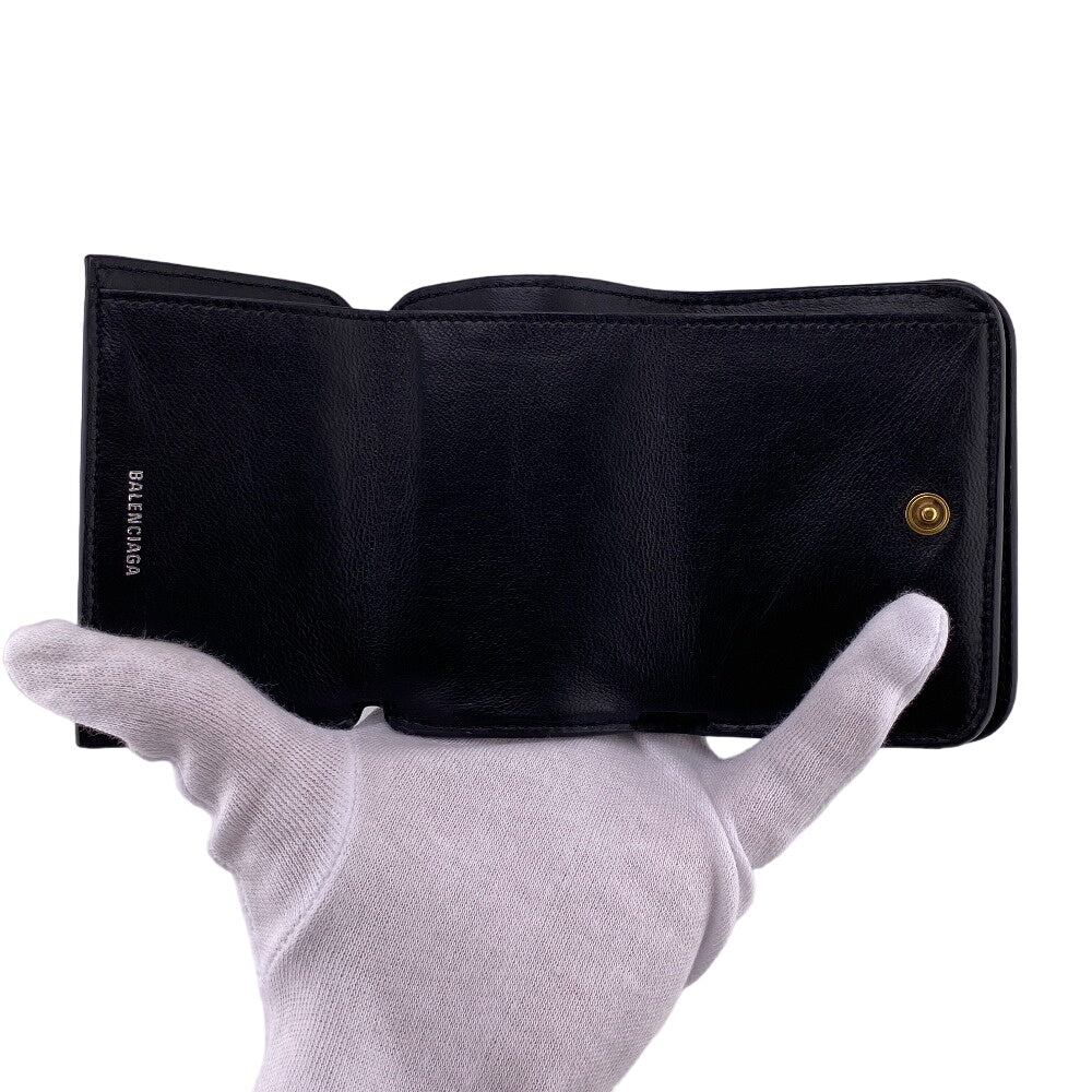 BALENCIAGA Tri-fold wallet 593813 leather black Every day Women(unisex) Used Authentic
