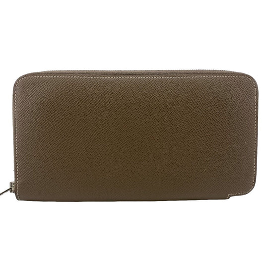HERMES Long Wallet Purse leather beige Zip Around voepso Azap long silk in Women(Unisex) Used Authentic