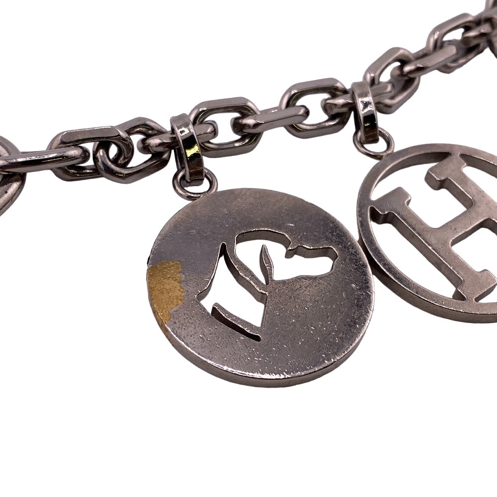 HERMES charm Gold Plated Silver key ring Amulet 4 Women Used Authentic