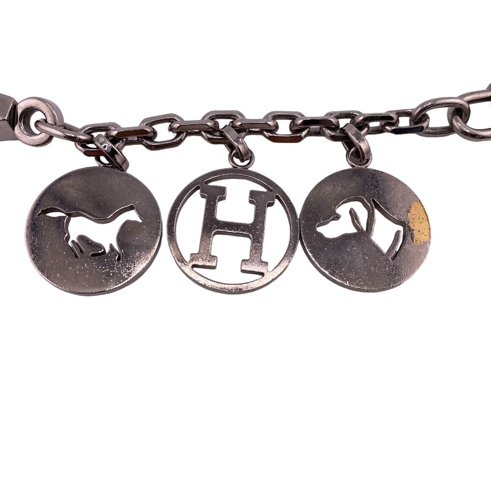 HERMES charm Gold Plated Silver key ring Amulet 4 Women Used Authentic