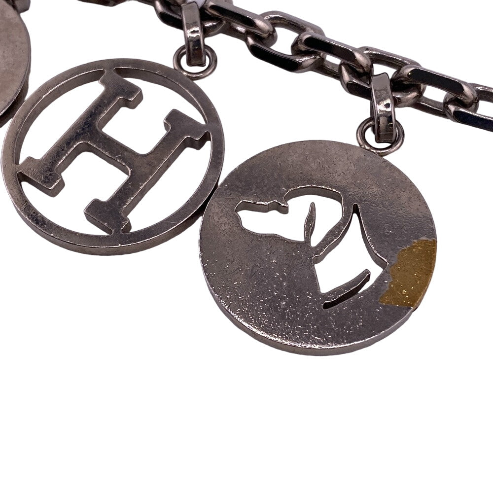 HERMES charm Gold Plated Silver key ring Amulet 4 Women Used Authentic