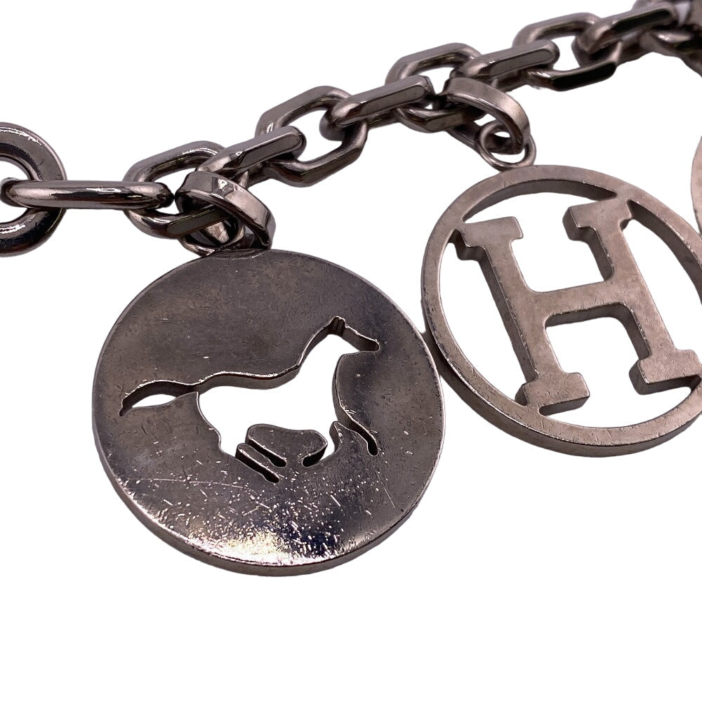 HERMES charm Gold Plated Silver key ring Amulet 4 Women Used Authentic