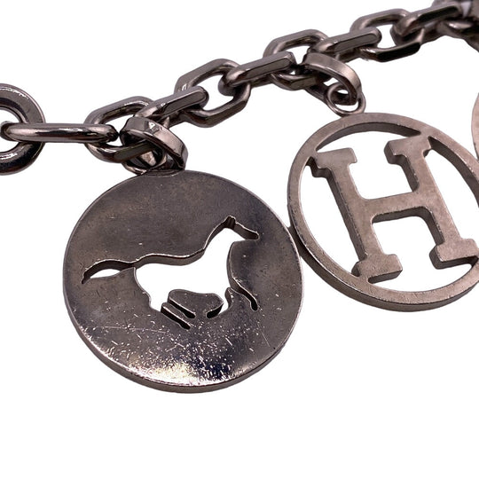HERMES charm Gold Plated Silver key ring Amulet 4 Women Used Authentic