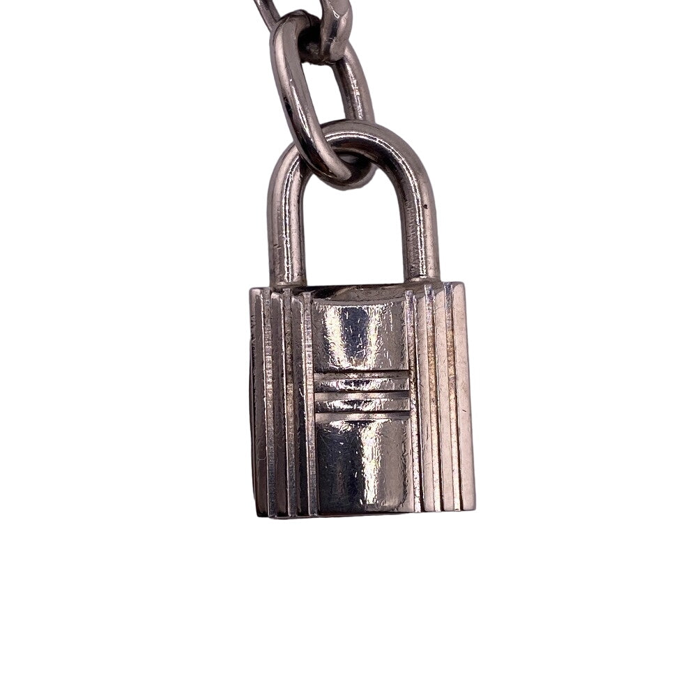 HERMES charm Gold Plated Silver key ring Amulet 4 Women Used Authentic