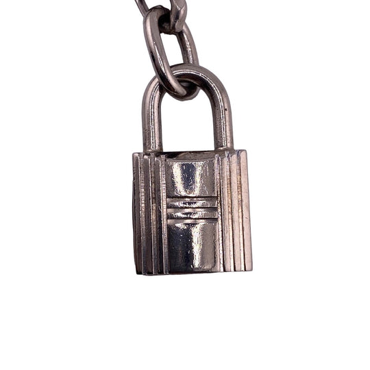 HERMES charm Gold Plated Silver key ring Amulet 4 Women Used Authentic