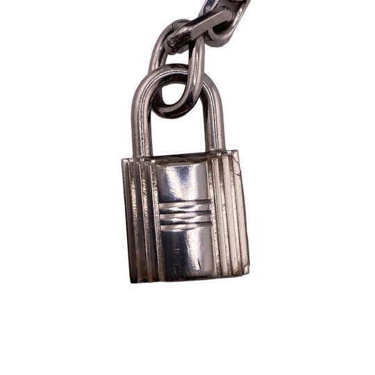 HERMES charm Gold Plated Silver key ring Amulet 4 Women Used Authentic