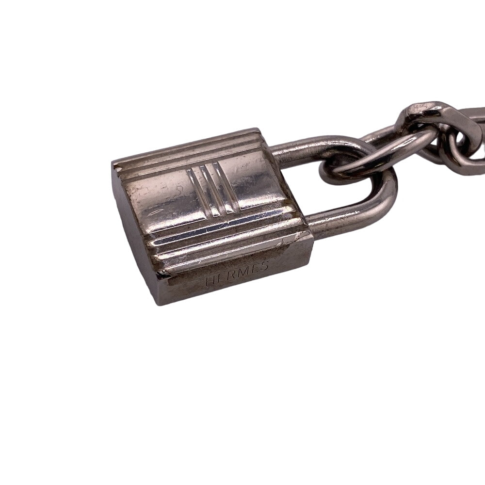 HERMES charm Gold Plated Silver key ring Amulet 4 Women Used Authentic