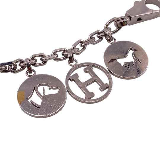 HERMES charm Gold Plated Silver key ring Amulet 4 Women Used Authentic