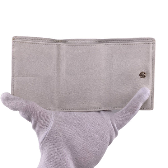 BALENCIAGA Tri-fold wallet 391446 leather white Compact wallet Paper mini Women Used Authentic