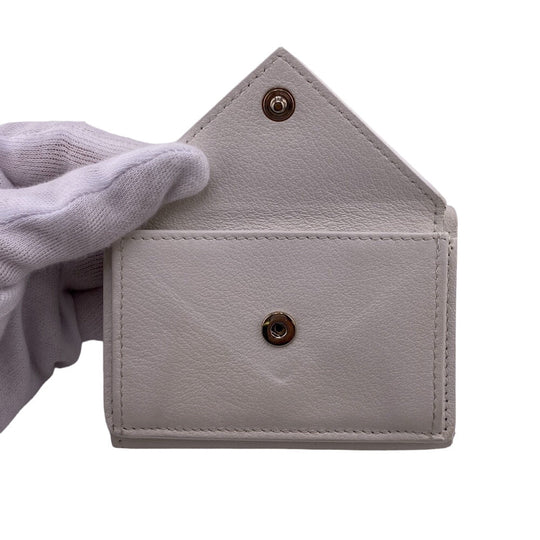 BALENCIAGA Tri-fold wallet 391446 leather white Compact wallet Paper mini Women Used Authentic