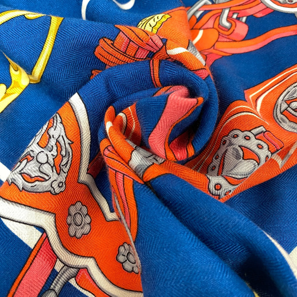 HERMES scarf silk blue Brides et Destin Triangle Jean Women Used Authentic