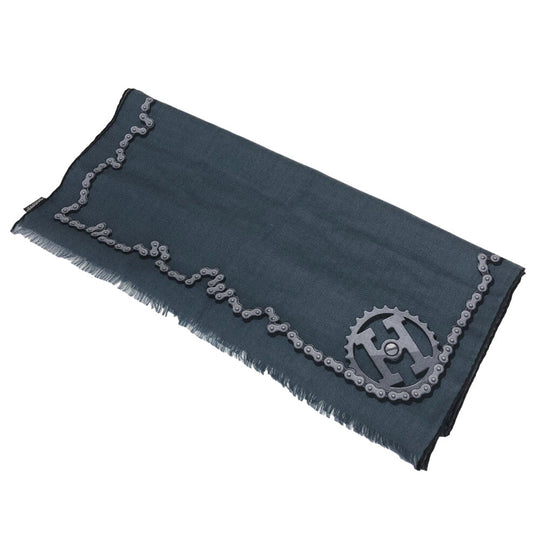 HERMES Stall Cashmere, Silk Navy Cheval Dechaine Women Used Authentic
