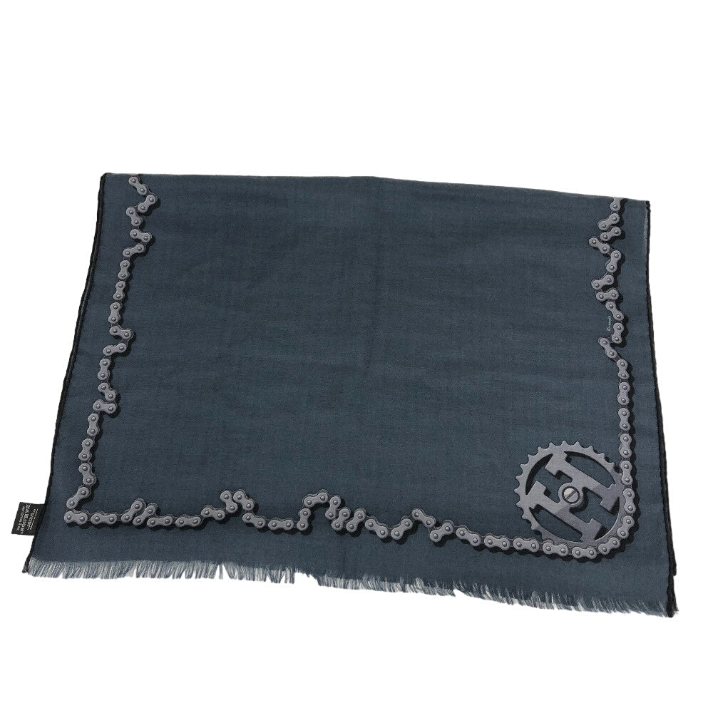 HERMES Stall Cashmere, Silk Navy Cheval Dechaine Women Used Authentic