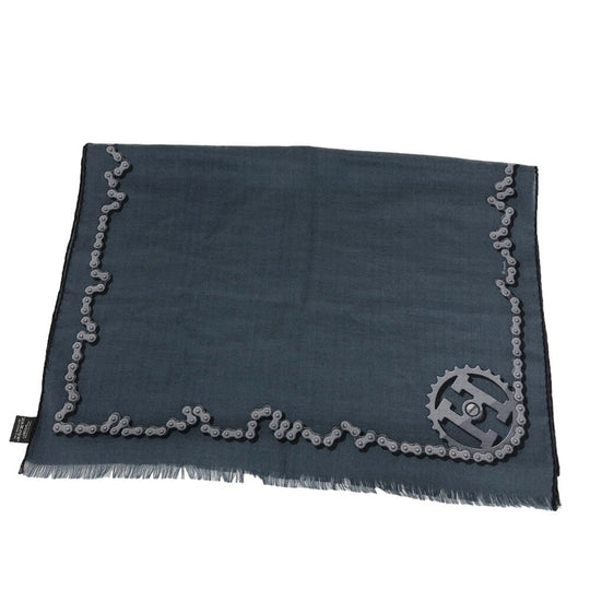 HERMES Stall Cashmere, Silk Navy Cheval Dechaine Women Used Authentic