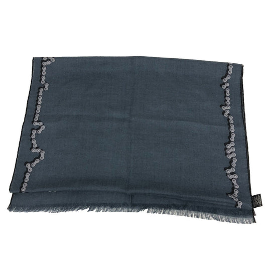 HERMES Stall Cashmere, Silk Navy Cheval Dechaine Women Used Authentic