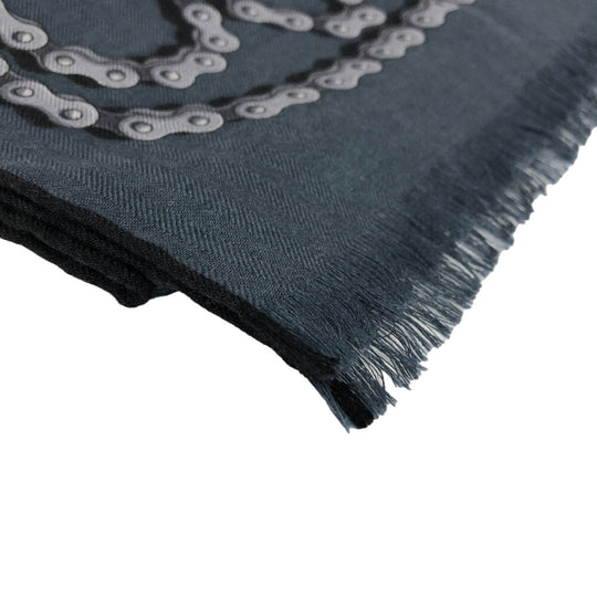 HERMES Stall Cashmere, Silk Navy Cheval Dechaine Women Used Authentic