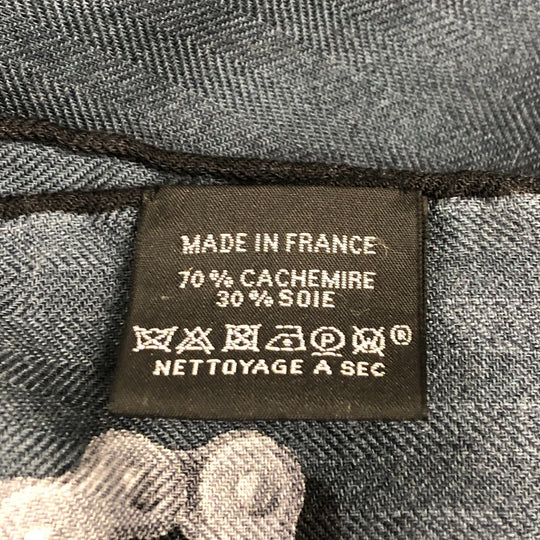 HERMES Stall Cashmere, Silk Navy Cheval Dechaine Women Used Authentic