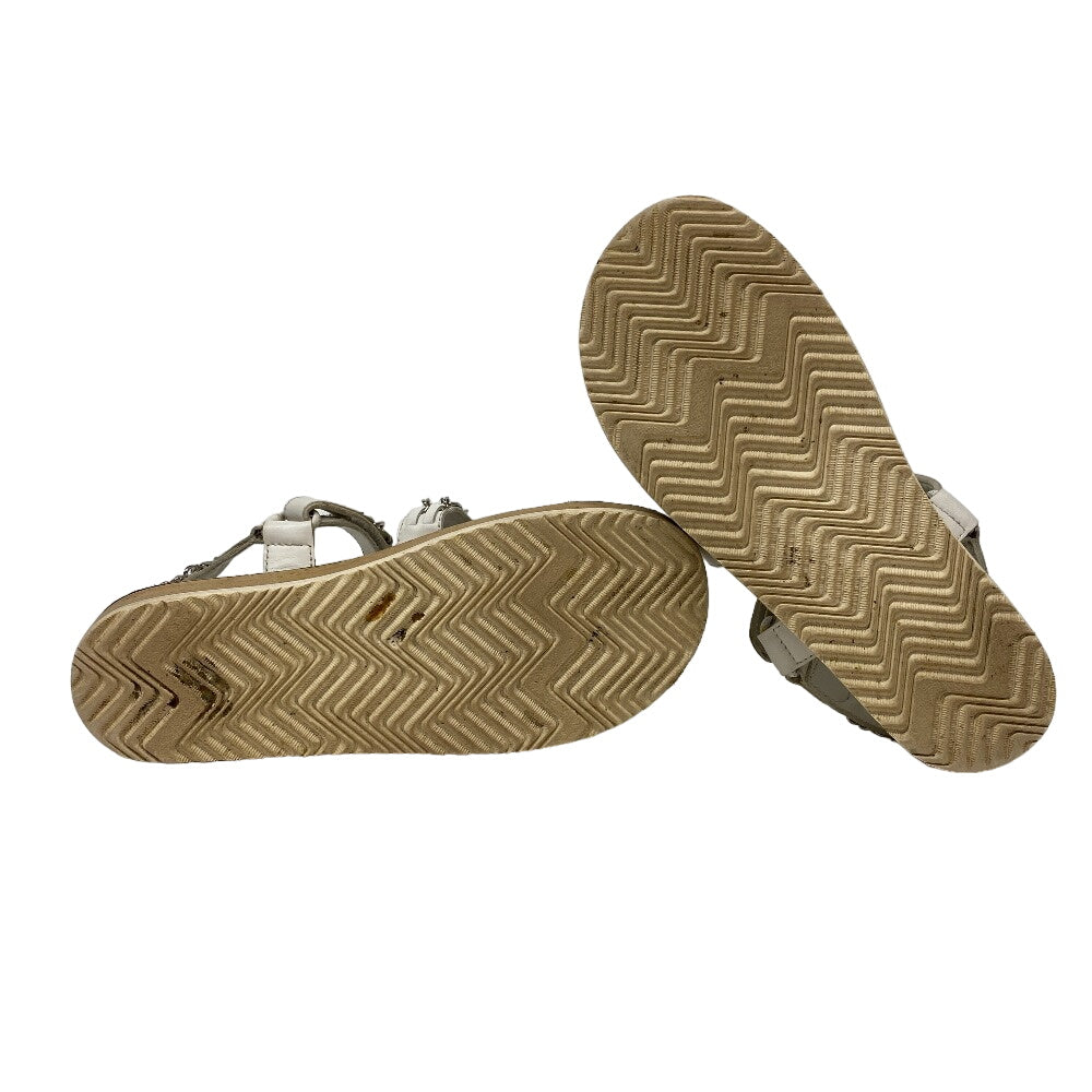 CHANEL Sandals leather white Chain Velcro Strap Matrasse COCO Mark Women Size unknown Used Authentic