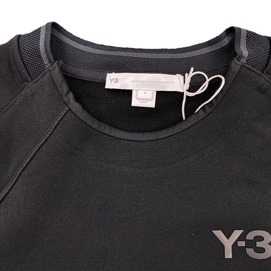 Y-3 sweat HM5036 Nylon black Sweatshirt Pullover Long sleeve LOGO CREW mens M Used Authentic