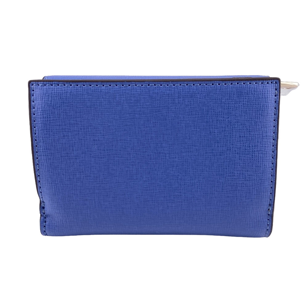 Furla Tri-fold wallet PCZ0UNO leather blue Compact wallet Zip logo Women Used Authentic
